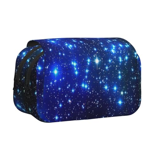 GSGCSBYMLG Galaxy Stars bedrucktes doppeltes Klapp-Federmäppchen, tragbares Schreibwarenetui, Schwarz , Einheitsgröße, Münztasche von GSGCSBYMLG