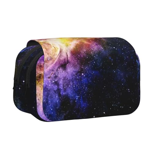 GSGCSBYMLG Galaxy in The Universe Bedrucktes Doppel-Klapp-Federmäppchen, tragbares Schreibwarenetui, Schwarz , Einheitsgröße, Münztasche von GSGCSBYMLG