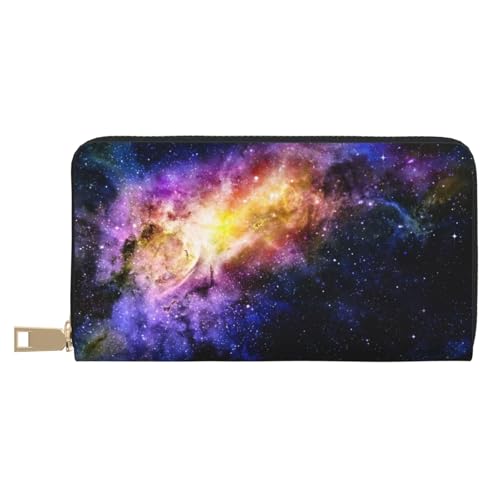 GSGCSBYMLG Galaxy in The Universe Printed Leather Wallet Large Travel Wallet Men Women Zip Clutch Card Holder, weiß, Einheitsgröße von GSGCSBYMLG