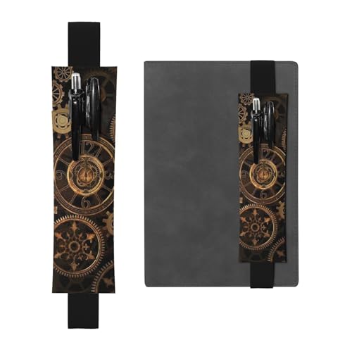 GSGCSBYMLG Gears Clock Bronze Century bedruckter Leder-Stifthalter Lesezeichen Federmäppchen, Schwarz , Einheitsgröße, Münztasche von GSGCSBYMLG