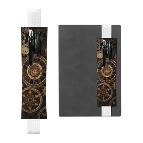 GSGCSBYMLG Gears Clock Bronze Century bedruckter Leder-Stifthalter Lesezeichen Federmäppchen, weiß, Einheitsgröße, Münztasche von GSGCSBYMLG