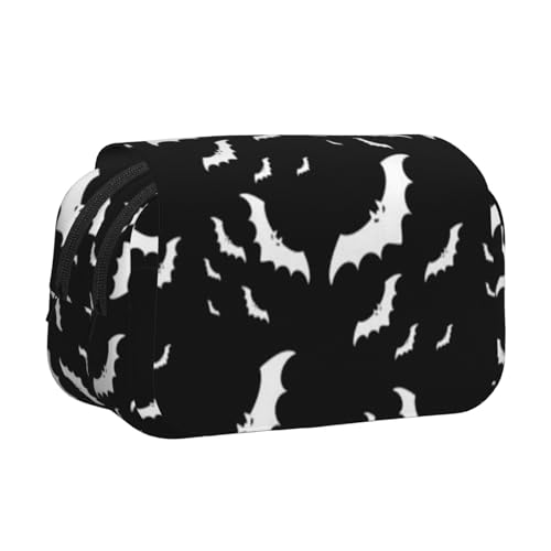 GSGCSBYMLG Halloween Flying Bats Printed Double Clamshell Pen Case Portable Stationery Case, Schwarz , Einheitsgröße, Münztasche von GSGCSBYMLG