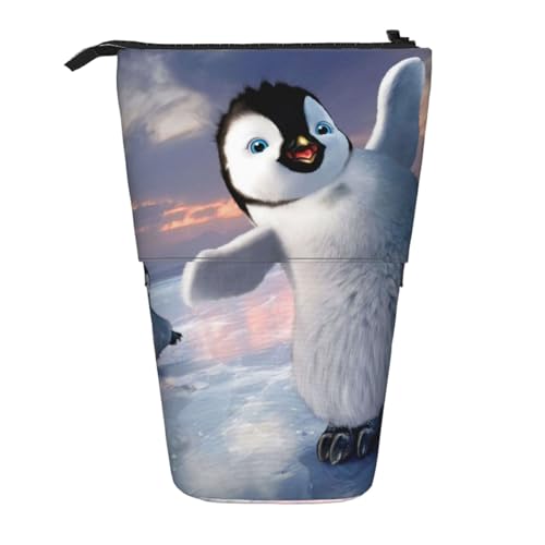 GSGCSBYMLG Happy Penguin bedrucktes Teleskop-Federmäppchen, vertikales Federmäppchen von GSGCSBYMLG