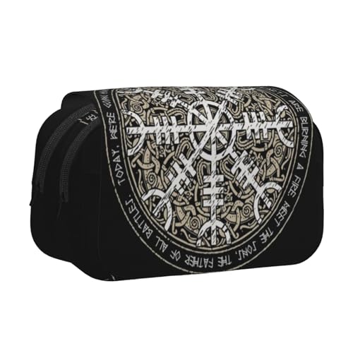 GSGCSBYMLG Helm of Awe Bedrucktes Doppel-Klapp-Federmäppchen, tragbares Schreibwarenetui, Schwarz , Einheitsgröße, Münztasche von GSGCSBYMLG