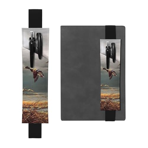 GSGCSBYMLG Jagd fliegende Wildenten bedruckter Leder-Stifthalter Lesezeichen Federmäppchen, Schwarz , Einheitsgröße, Münztasche von GSGCSBYMLG