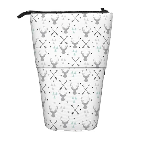 GSGCSBYMLG Jagdpfeile Dreiecke Hirsch bedrucktes Federmäppchen Teleskop Vertikales Federmäppchen von GSGCSBYMLG