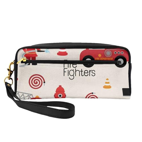 GSGCSBYMLG Kleine Jungen und Mädchen in Feuerwehrleuten bedrucktes Federmäppchen, kleine Make-up-Tasche, Reise-Kulturbeutel von GSGCSBYMLG