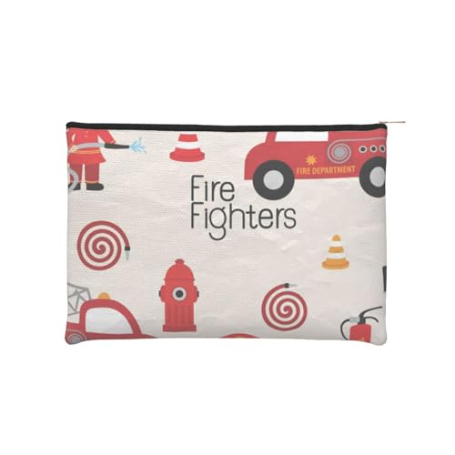 GSGCSBYMLG Kleine Jungen und Mädchen in Feuerwehrleuten bedrucktes Papier wiederverwendbare Kosmetiktasche Make-up-Tasche von GSGCSBYMLG