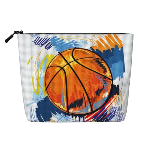GSGCSBYMLG Kosmetiktasche aus künstlichem Hanf, Motiv: Basketball, bunt, Skizzengenuss, bedruckt, Reise-Kulturbeutel, Organizer-Tasche, Schwarz , Einheitsgröße von GSGCSBYMLG