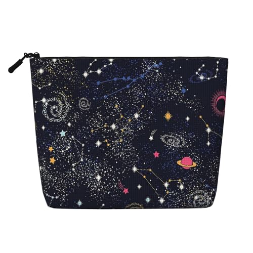 GSGCSBYMLG Kosmetiktasche aus künstlichem Hanf, Sternhaufen, Galaxien, bedruckt, Reise-Kulturbeutel, Organizer-Tasche, Schwarz , Einheitsgröße von GSGCSBYMLG