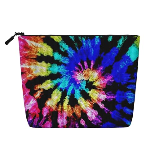 GSGCSBYMLG Kosmetiktasche aus künstlichem Hanf, mit Batikdruck, Reise-Kulturbeutel, Organizer-Tasche, Schwarz , Einheitsgröße von GSGCSBYMLG