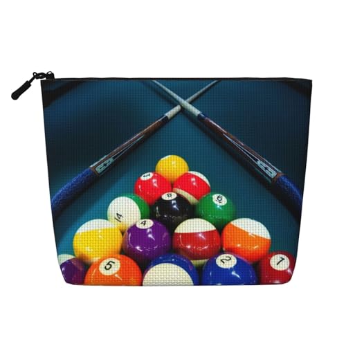 GSGCSBYMLG Kosmetiktasche aus künstlichem Hanf, mit Billard-Druck, Reise-Kulturbeutel, Organizer-Tasche, Schwarz , Einheitsgröße von GSGCSBYMLG