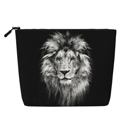 GSGCSBYMLG Kosmetiktasche aus künstlichem Hanf, mit Löwen-Motiv, Reise-Kulturbeutel, Organizer-Tasche, Schwarz , Einheitsgröße von GSGCSBYMLG