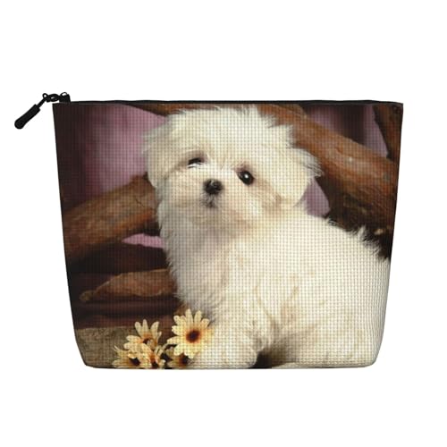 GSGCSBYMLG Kosmetiktasche aus künstlichem Hanf, mit niedlichem Hund, Reise-Kulturbeutel, Organizer-Tasche, Schwarz , Einheitsgröße von GSGCSBYMLG