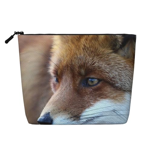 GSGCSBYMLG Kosmetiktasche aus künstlichem Hanf mit Fuchs-Motiv, Reise-Kulturbeutel, Organizer-Tasche, Schwarz , Einheitsgröße von GSGCSBYMLG