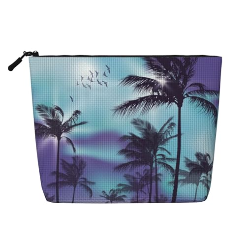 GSGCSBYMLG Kosmetiktasche aus künstlichem Hanf mit Palmenmotiv, Reise-Kulturbeutel, Organizer-Tasche, Schwarz , Einheitsgröße von GSGCSBYMLG