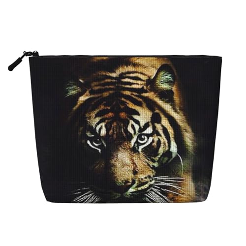 GSGCSBYMLG Kosmetiktasche aus künstlichem Hanf mit Tiger-Druck, Reise-Kulturbeutel, Organizer-Tasche, Schwarz , Einheitsgröße von GSGCSBYMLG