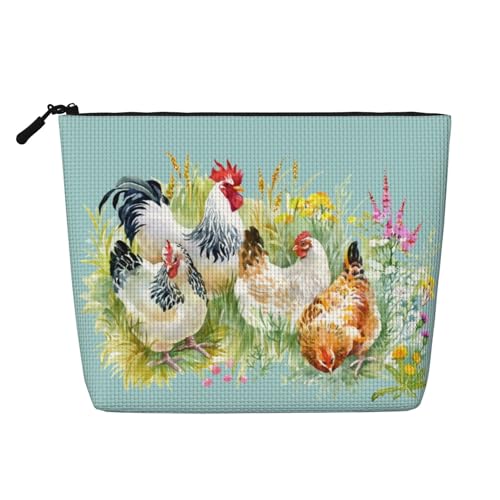 GSGCSBYMLG Kosmetiktasche mit Hahn-Motiv, aus künstlichem Hanf, Reise-Kulturbeutel, Organizer-Tasche, Schwarz , Einheitsgröße von GSGCSBYMLG