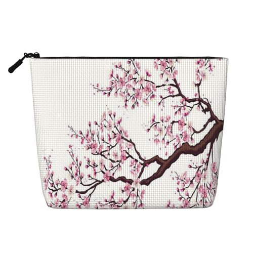 GSGCSBYMLG Kosmetiktasche mit Kirschblüten-Baum-Druck, künstlicher Hanf, Reise-Kulturbeutel, Organizer-Tasche, Schwarz , Einheitsgröße von GSGCSBYMLG