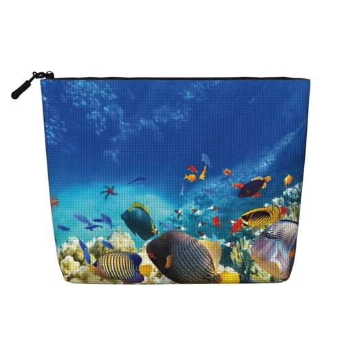 GSGCSBYMLG Kulturbeutel aus künstlichem Hanf mit buntem Meeresfisch-Aufdruck, Reise-Kulturbeutel, Organizer-Tasche, Schwarz , Einheitsgröße von GSGCSBYMLG