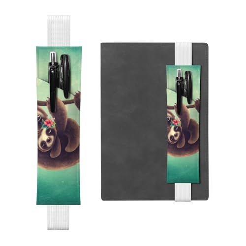 GSGCSBYMLG Lazy Cute Sloth Hanging The Branches Printed Leather Pen Holder Bookmark Pencil Case, weiß, Einheitsgröße, Münztasche von GSGCSBYMLG