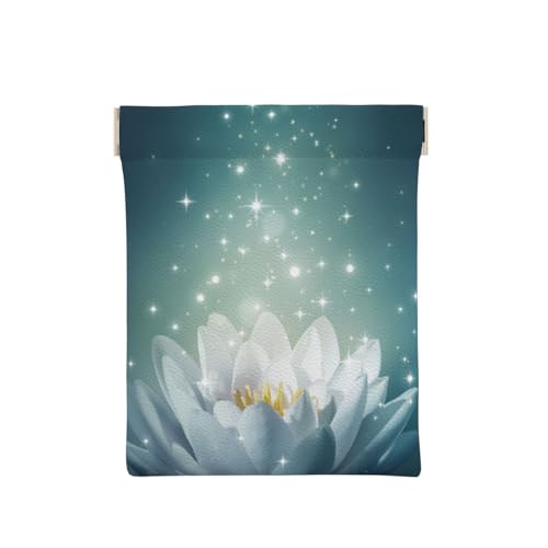 GSGCSBYMLG Magic Lotus Geldbörse mit Blumendruck, tragbar, Leder, Schleuder, Münzbörse, weiß, Einheitsgröße, Klassisch von GSGCSBYMLG