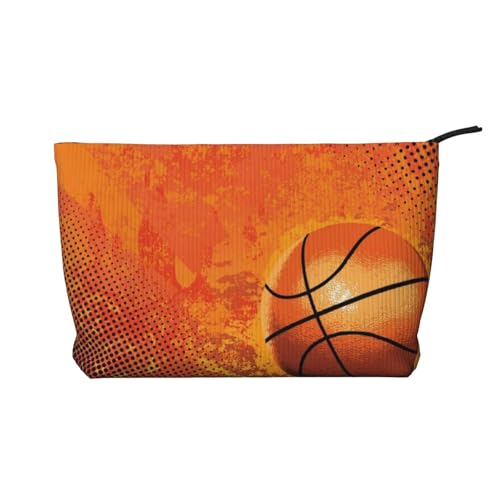 GSGCSBYMLG Make-up-Tasche aus Kord, bedruckt mit Basketball-Motiv, Reise-Kulturbeutel, Reise-Organizer-Tasche, Schwarz , Einheitsgröße von GSGCSBYMLG
