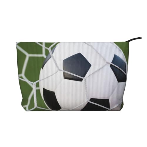 GSGCSBYMLG Make-up-Tasche aus Kordsamt mit Fußball-Motiv, Reise-Kulturbeutel, Reise-Organizer-Tasche, Schwarz , Einheitsgröße von GSGCSBYMLG