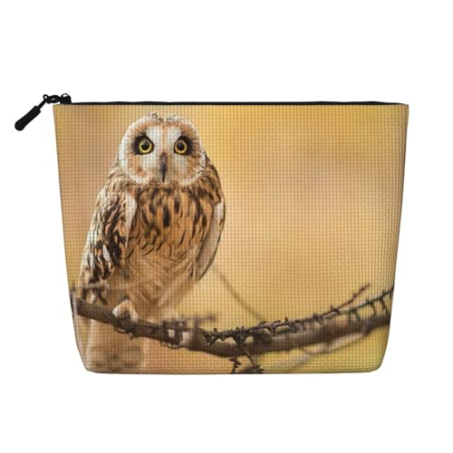 GSGCSBYMLG Make-up-Tasche aus künstlichem Hanf, Motiv: Eule, stehend auf dem Baum, Reise-Kulturbeutel, Organizer-Tasche, Schwarz , Einheitsgröße von GSGCSBYMLG