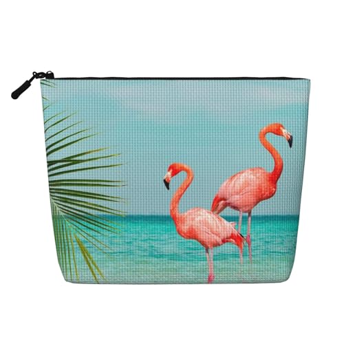 GSGCSBYMLG Make-up-Tasche aus künstlichem Hanf, Motiv: Flamingo im Wasser, Reise-Kulturbeutel, Organizer-Tasche, Schwarz , Einheitsgröße von GSGCSBYMLG