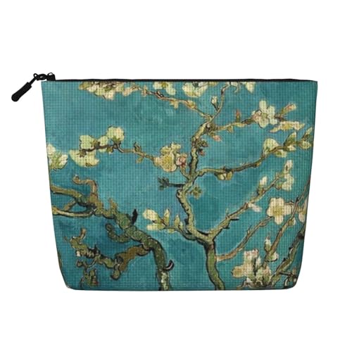 GSGCSBYMLG Make-up-Tasche aus künstlichem Hanf, Motiv: Mandelblüten, Reise-Kulturbeutel, Organizer-Tasche, Schwarz , Einheitsgröße von GSGCSBYMLG