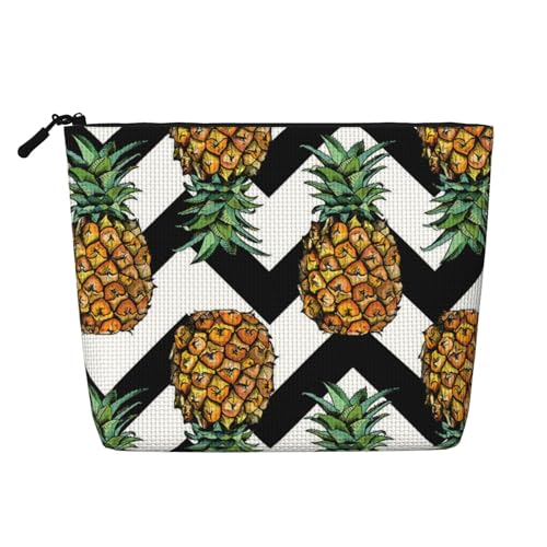 GSGCSBYMLG Make-up-Tasche aus künstlichem Hanf, bedruckt, Motiv: Sommerananas, Reise-Kulturbeutel, Organizer-Tasche, Schwarz , Einheitsgröße von GSGCSBYMLG