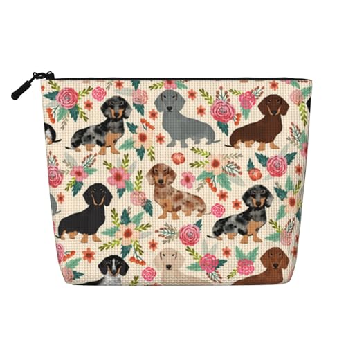 GSGCSBYMLG Make-up-Tasche aus künstlichem Hanf, mit Dackel-Motiv, Reise-Kulturbeutel, Organizer-Tasche, Schwarz , Einheitsgröße von GSGCSBYMLG