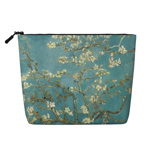 GSGCSBYMLG Make-up-Tasche aus künstlichem Hanf, mit Mandelblüten-Motiv, Reise-Kulturbeutel, Organizer-Tasche, Schwarz , Einheitsgröße von GSGCSBYMLG