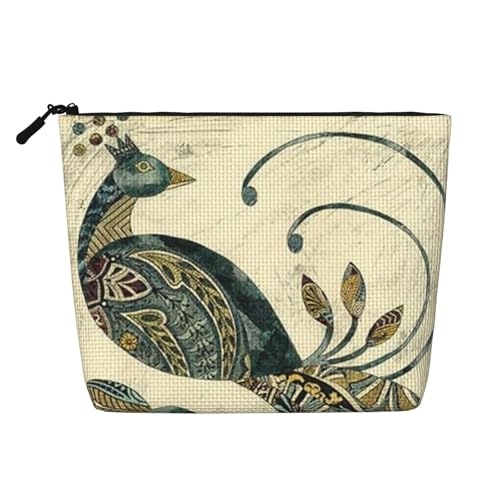 GSGCSBYMLG Make-up-Tasche aus künstlichem Hanf, mit Pfauenmotiv, Reise-Kulturbeutel, Organizer-Tasche, Schwarz , Einheitsgröße von GSGCSBYMLG
