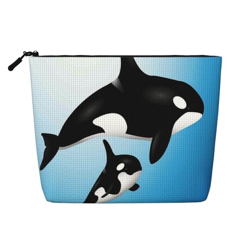 GSGCSBYMLG Make-up-Tasche aus künstlichem Hanf, mit Wal-Motiv, Reise-Kulturbeutel, Organizer-Tasche, Schwarz , Einheitsgröße von GSGCSBYMLG