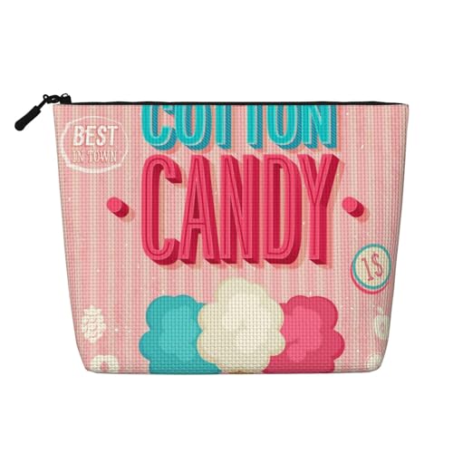 GSGCSBYMLG Make-up-Tasche aus künstlichem Hanf, mit Zuckerwatte-Motiv, bedruckt, Reise-Kulturbeutel, Organizer-Tasche, Schwarz , Einheitsgröße von GSGCSBYMLG