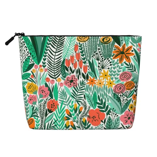 GSGCSBYMLG Make-up-Tasche aus künstlichem Hanf, tropisches Blumenmuster, Reise-Kulturbeutel, Organizer-Tasche, Schwarz , Einheitsgröße von GSGCSBYMLG