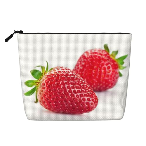 GSGCSBYMLG Make-up-Tasche aus künstlichem Hanf mit Erdbeermotiv, Reise-Kulturbeutel, Organizer-Tasche, Schwarz , Einheitsgröße von GSGCSBYMLG