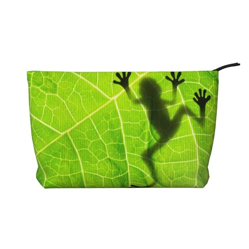 GSGCSBYMLG Make-up-Tasche mit Froschblättern, bedruckt, aus Kulturtasche, Reise-Organizer-Tasche, Schwarz , Einheitsgröße von GSGCSBYMLG