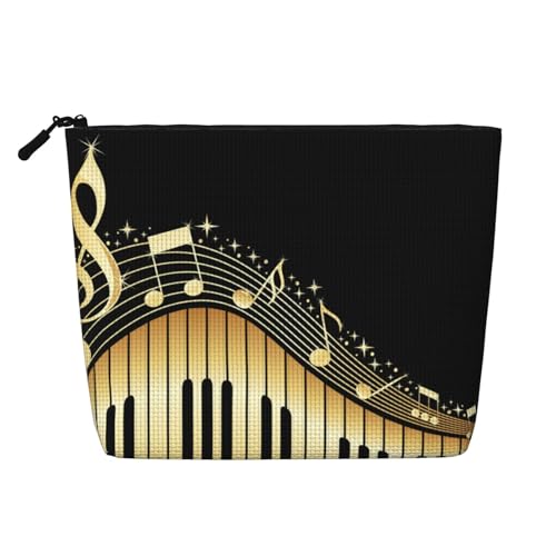 GSGCSBYMLG Make-up-Tasche mit Musiknoten-Druck, künstlicher Hanf, Reise-Kulturbeutel, Organizer-Tasche, Schwarz , Einheitsgröße von GSGCSBYMLG