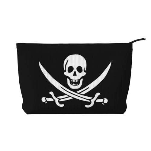 GSGCSBYMLG Make-up-Tasche mit Piratenflagge, bedruckt, aus Kord, Reise-Kulturbeutel, Reise-Organizer-Tasche, Schwarz , Einheitsgröße von GSGCSBYMLG