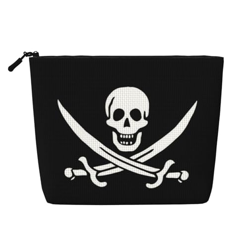 GSGCSBYMLG Make-up-Tasche mit Piratenflagge, bedruckt, künstlicher Hanf, Reise-Kulturbeutel, Organizer-Tasche, Schwarz , Einheitsgröße von GSGCSBYMLG