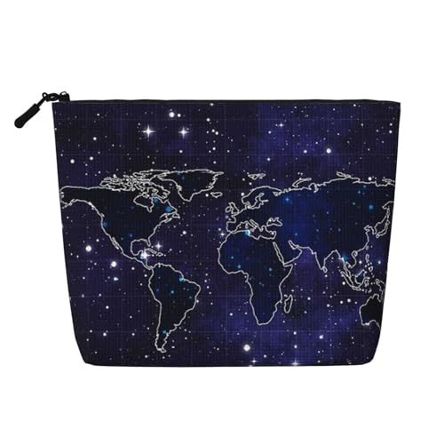 GSGCSBYMLG Make-up-Tasche mit Weltkarten-Motiv, bedruckt, künstlicher Hanf, Reise-Kulturbeutel, Organizer-Tasche, Schwarz , Einheitsgröße von GSGCSBYMLG