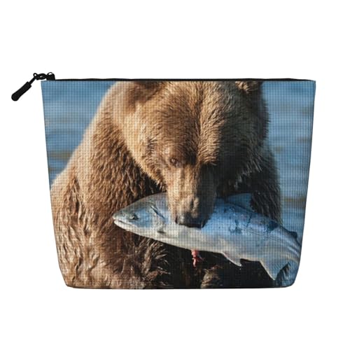 GSGCSBYMLG Make-up-Tasche mit Wildtier-Jagdfisch, bedruckt, künstlicher Hanf, Reise-Kulturbeutel, Organizer-Tasche, Schwarz , Einheitsgröße von GSGCSBYMLG