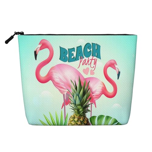 GSGCSBYMLG Make-up-Tasche mit tropischem Flamingo-Druck, künstlicher Hanf, Reise-Kulturbeutel, Organizer-Tasche, Schwarz , Einheitsgröße von GSGCSBYMLG
