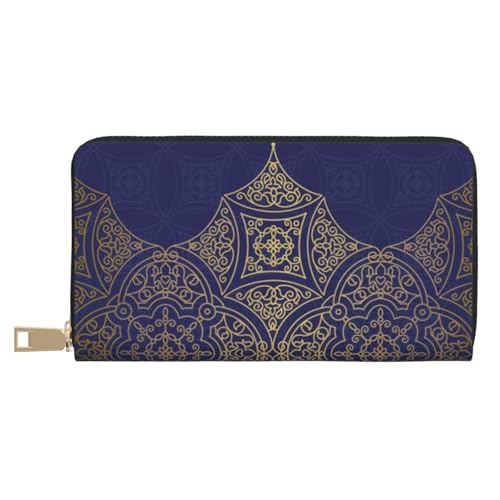 GSGCSBYMLG Marineblaue und gelbe bedruckte Ledergeldbörse große Reisebrieftasche für Herren und Damen, Reißverschluss, Clutch, Kartenhalter, weiß, Einheitsgröße von GSGCSBYMLG