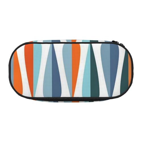 GSGCSBYMLG Mid Century Modernes Retro mit Tropfenformen bedrucktes Federmäppchen Federmäppchen Tragbare Schreibwarenetui, Schwarz , Einheitsgröße, Münztasche von GSGCSBYMLG