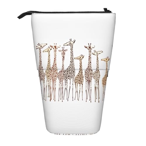 GSGCSBYMLG Niedliche wilde Cartoon-Giraffen, bedrucktes Teleskop-Federmäppchen von GSGCSBYMLG