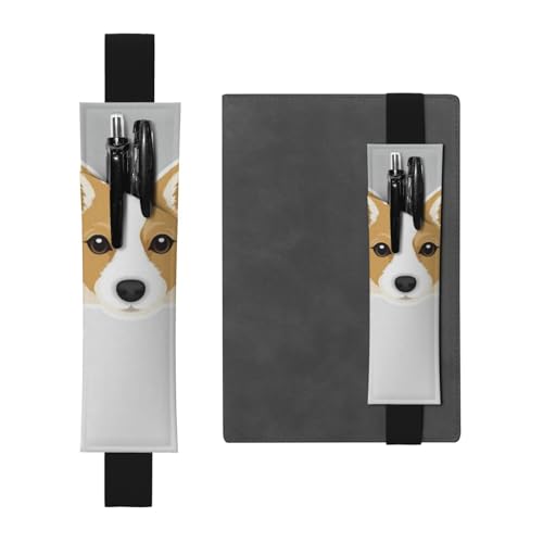 GSGCSBYMLG Niedlicher Cartoon-Welsh Corgi Hund bedruckter Leder-Stifthalter Lesezeichen Federmäppchen, Schwarz , Einheitsgröße, Münztasche von GSGCSBYMLG
